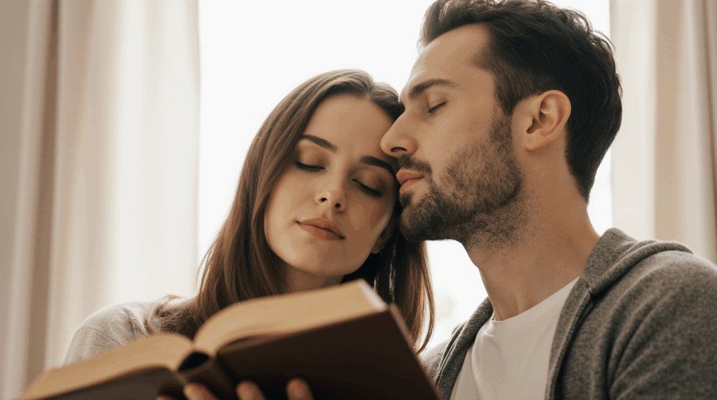 Princípios do Casamento Cristão Segundo a Bíblia - Casal em oração conectando espiritualmente