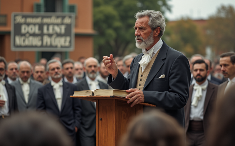 Professora da EBD explicando a importância da Escola Bíblica Dominical para um grupo diverso de alunos atentos com Bíblias abertas.